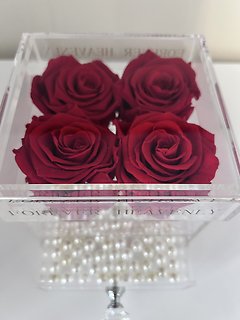 4 FOREVER ROSE BOX With Jewellery Box With Pearl\"LAST 1-3 YEARS\"