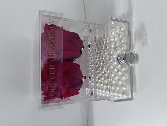 4 FOREVER ROSE BOX With Jewellery Box With Pearl\"LAST 1-3 YEARS\"