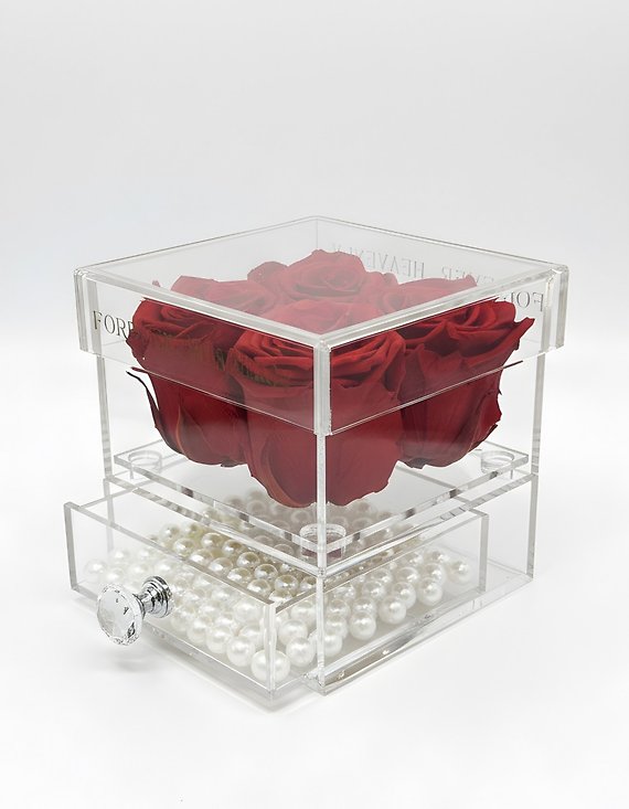 4 FOREVER ROSE BOX With Jewellery Box With Pearls