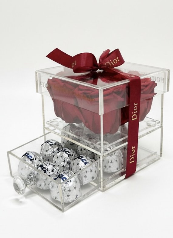 FOREVER 4 ROSE BOX WITH Jewellery box & CHOCOLATES