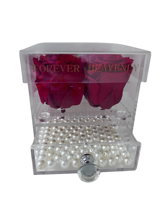 FOREVER 4 ROSE BOX With Jewellery Drawer With Pearls